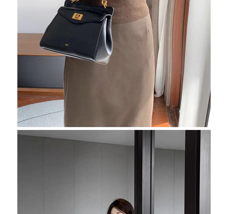 Lucia Lock PU Croco Shoulder Crossbody Bag – Luxury Light Fashion Tote for Women