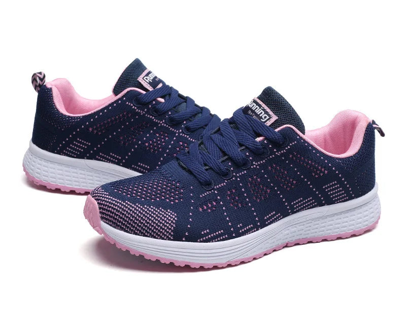 Women’s Casual Mesh Flat Sneakers — Breathable Lightweight Walking Shoes