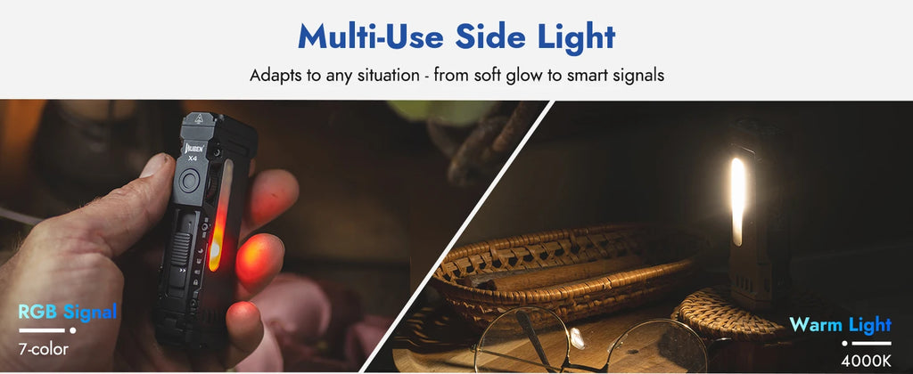 WUBEN X4 EDC Flat Flashlight — 1500 Lumens, RGB Light, Magnetic Base, Tactical Switch, IP68 Waterproof