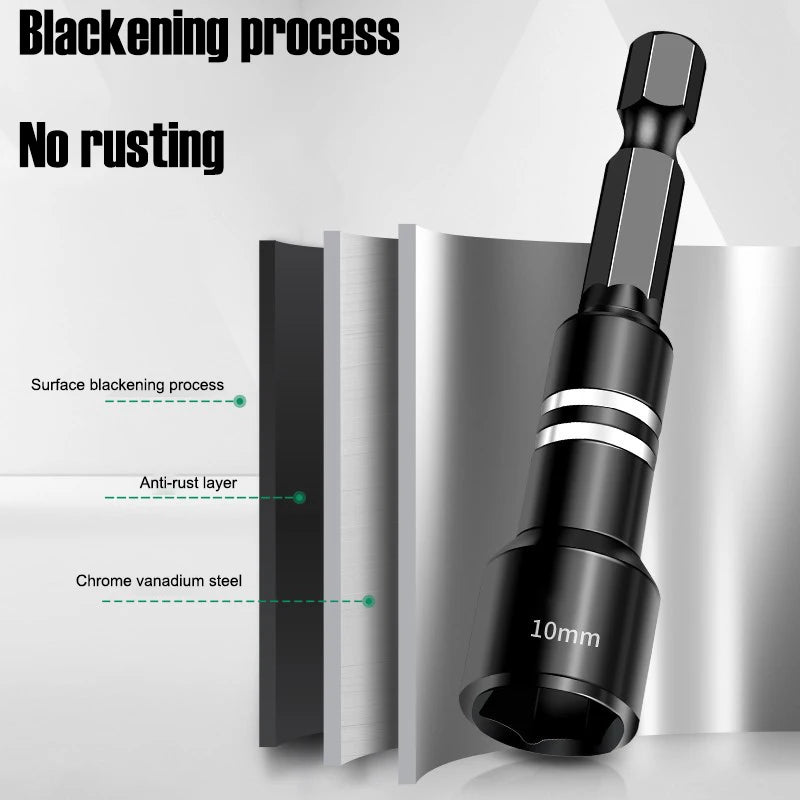 Magnetic Hex Shank Nut Driver Set — Power Tool Bit Adapter for Drill & Impact Driver