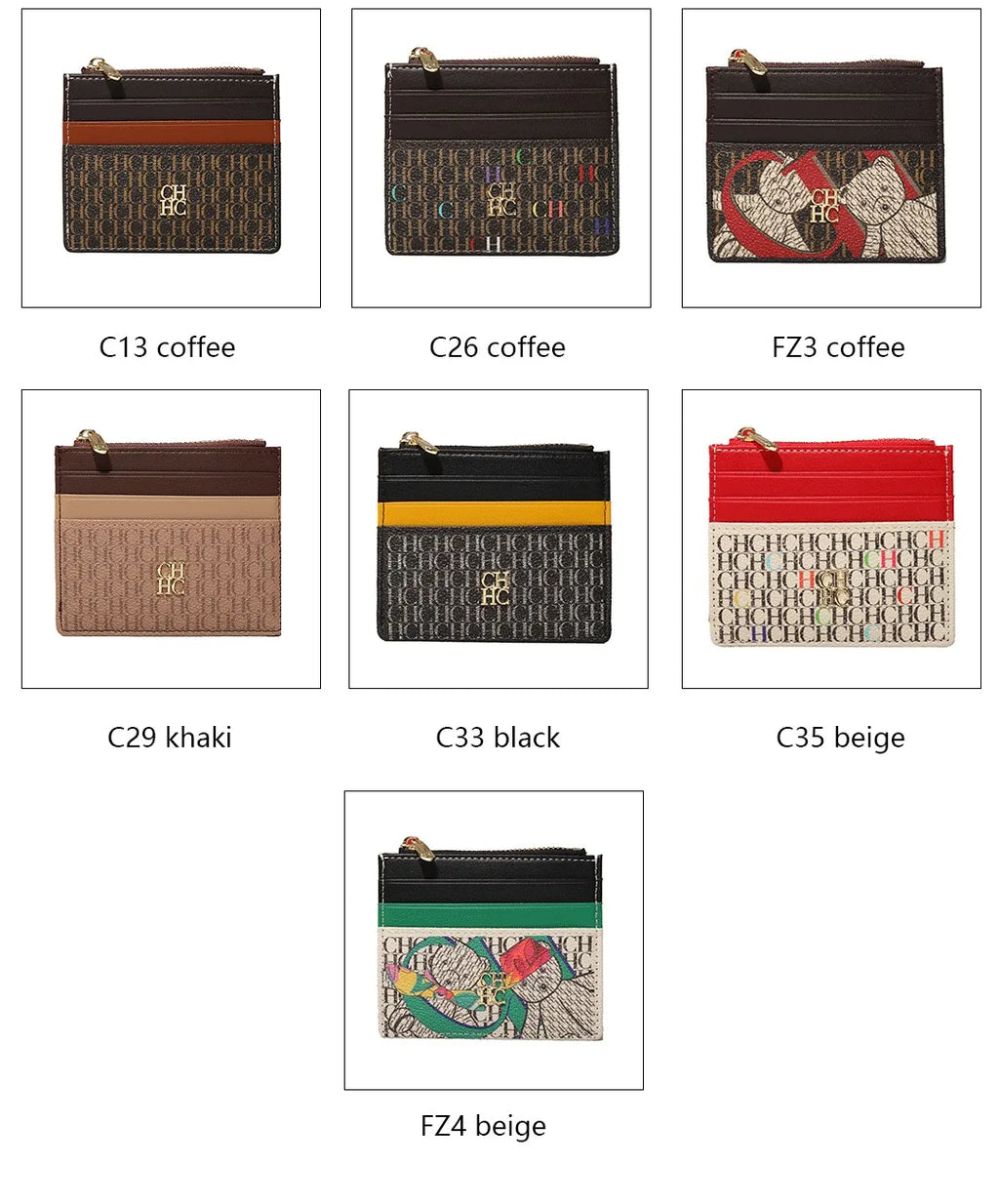 CH Letter Accent PU Leather Card Case Wallet – Elegant Compact Designer Wallet for Women
