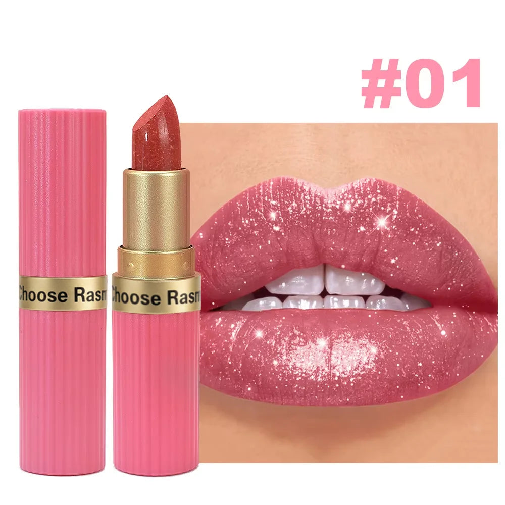 Pearlescent Glitter Velvet Lipstick — Waterproof Matte Shimmer Diamond Finish
