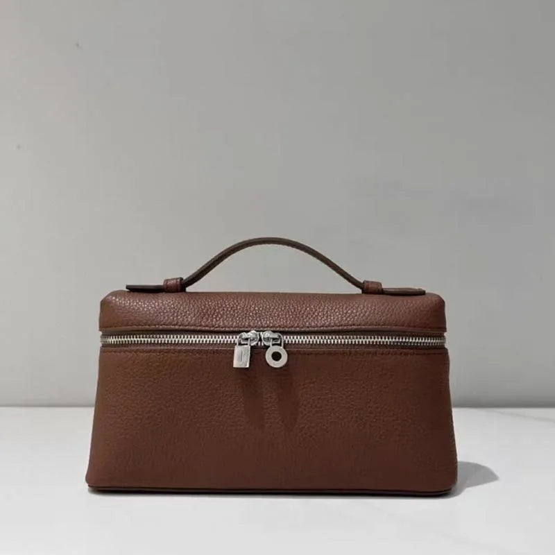 Genuine Leather Lychee Pattern Crossbody Bag – Shoulder Lunch Box Makeup Handbag for Women