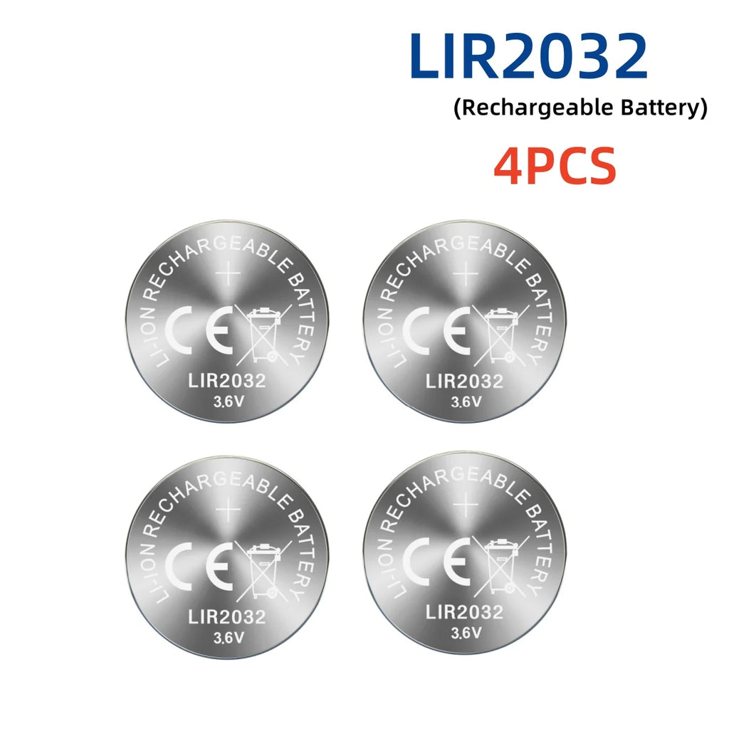 LIR2032 3.6V Rechargeable Button Battery – Lithium Coin Cell for Car Keys with Charger Option