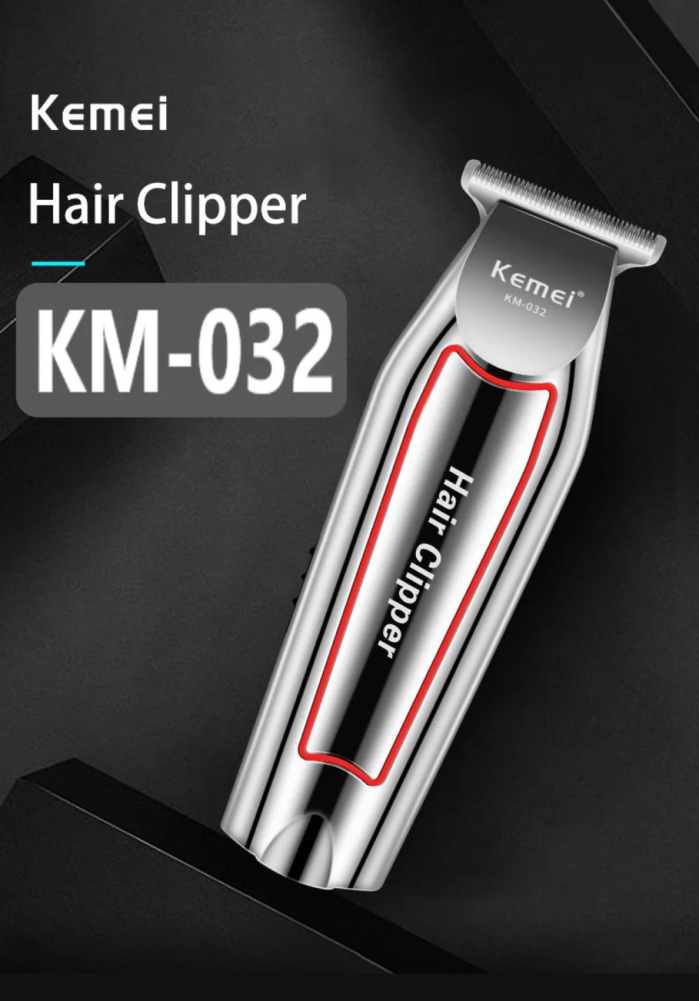 Kemei KM-032 Professional Hair Clipper & Beard Trimmer – Floating Head, Washable, USB Rechargeable