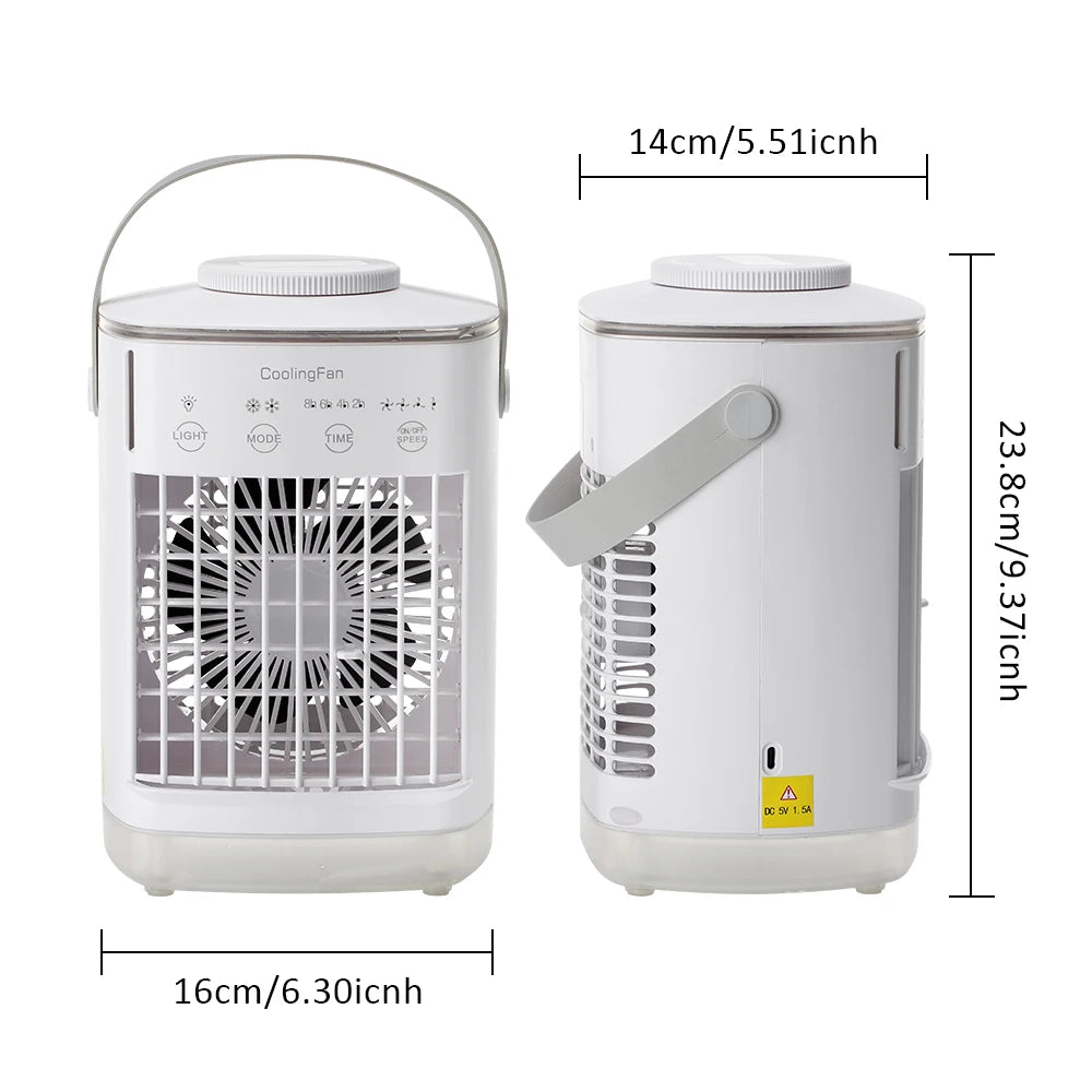 Portable Desktop Air Cooler Fan – Rechargeable Spray Mist Cooling for Home & Office