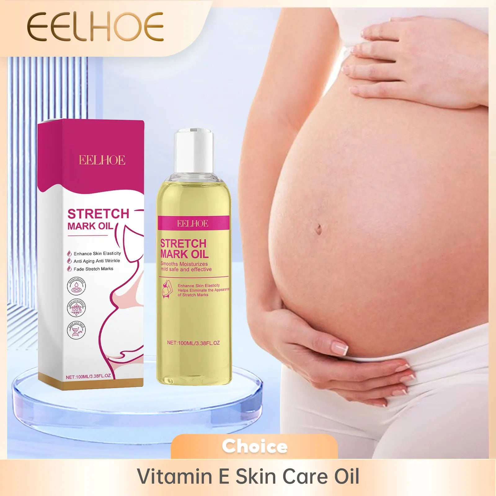 EELHOE Vitamin E Skin Care Oil — Pregnancy Stretch Mark Removal & Firming Collagen Body Oil 100ml