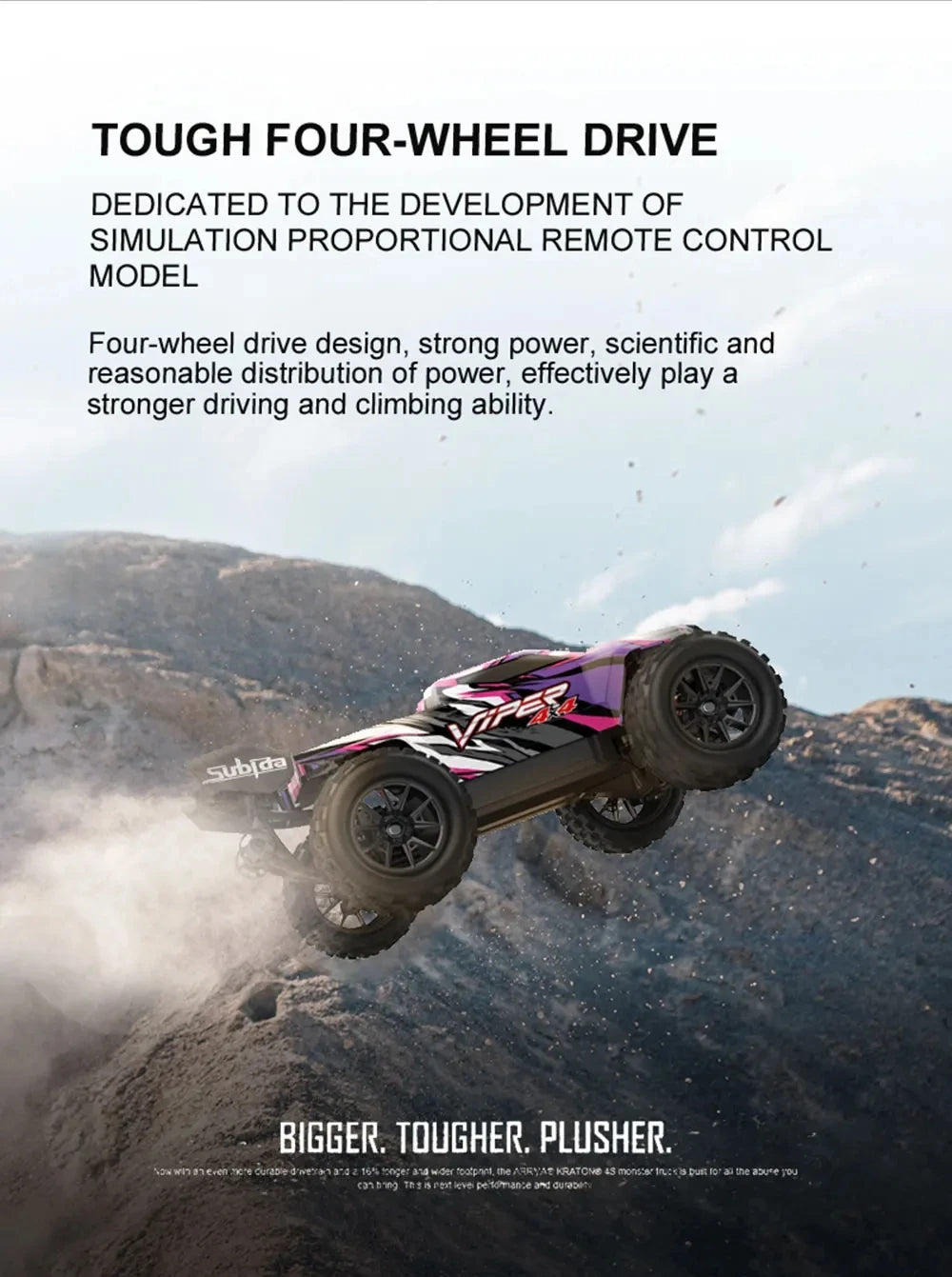 50KM/H 1:16 Scale 4WD RC Car with LED Lights – High Speed Off-Road Buggy Truck