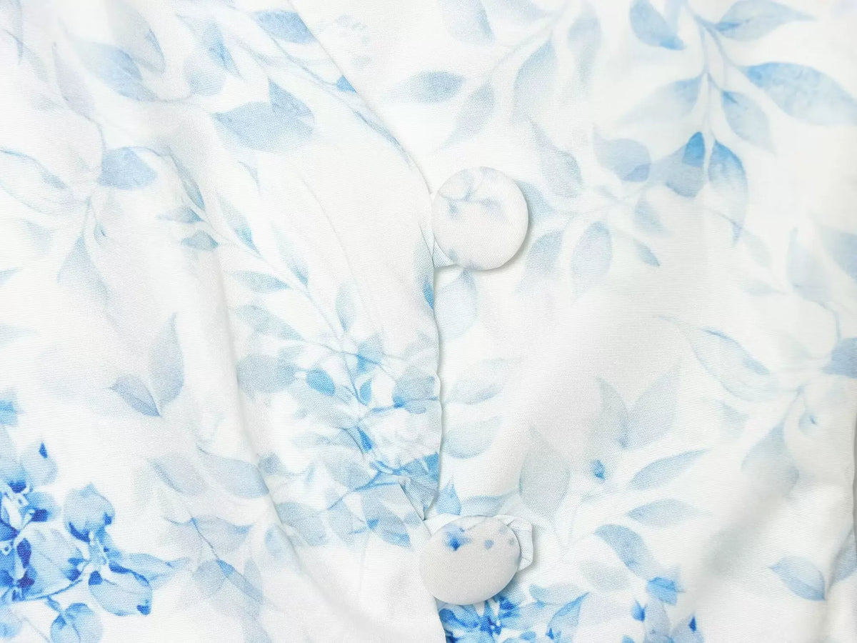 Women's Floral Ruffle Slim Dress – Deep V-Neck Double Layered Ruffled Hem Party & Daily Gown