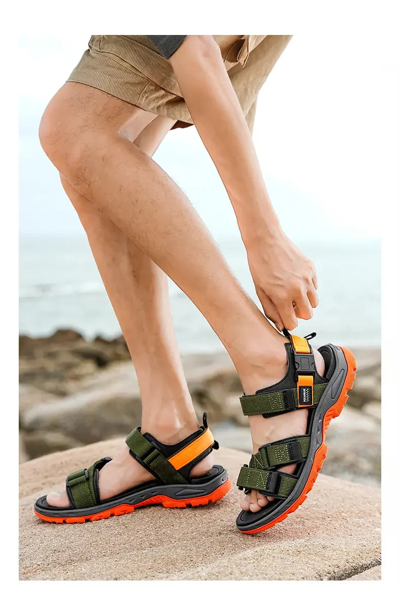 Men's Casual Outdoor Sport Sandals — Adjustable Ankle-Wrap Beach & Hiking Sandals