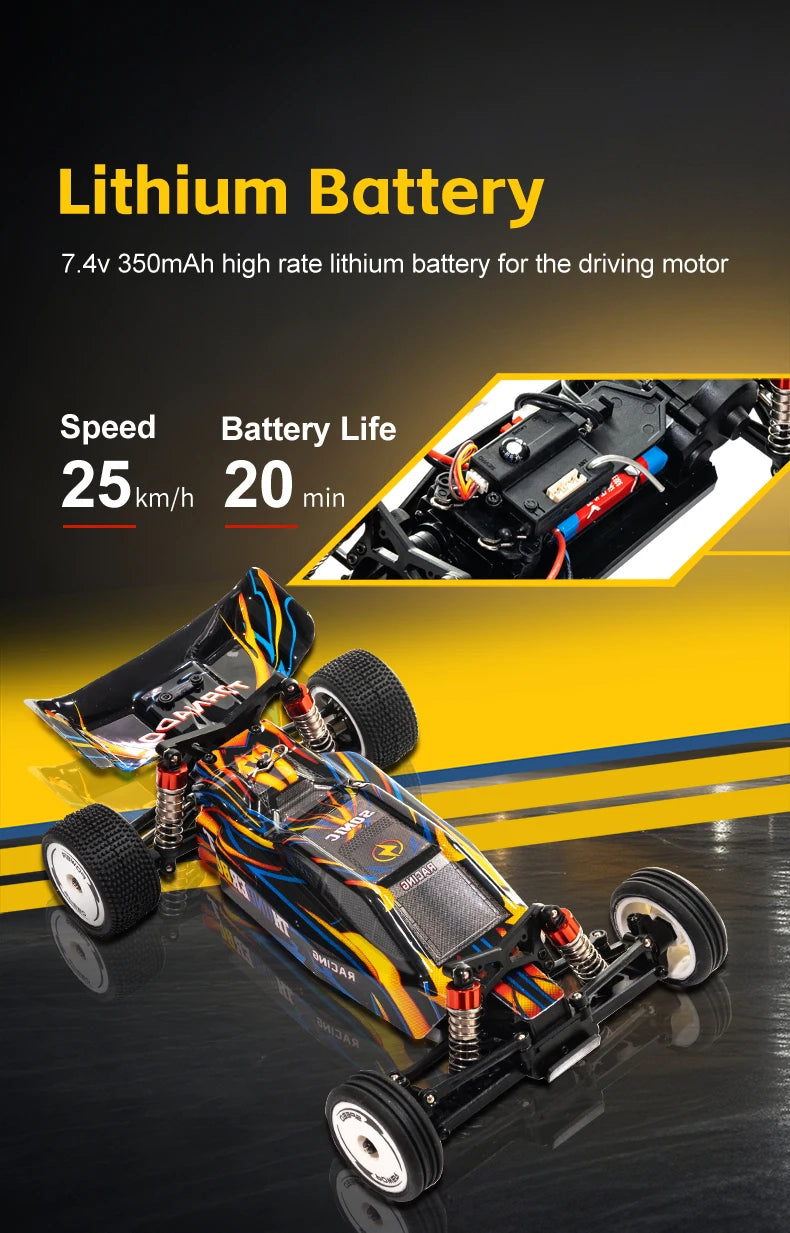 WLtoys 244016 V2 1:24 Scale 2WD RC Racing Car with Electronic Gyro – 25KM/H 3-Speed Remote Control