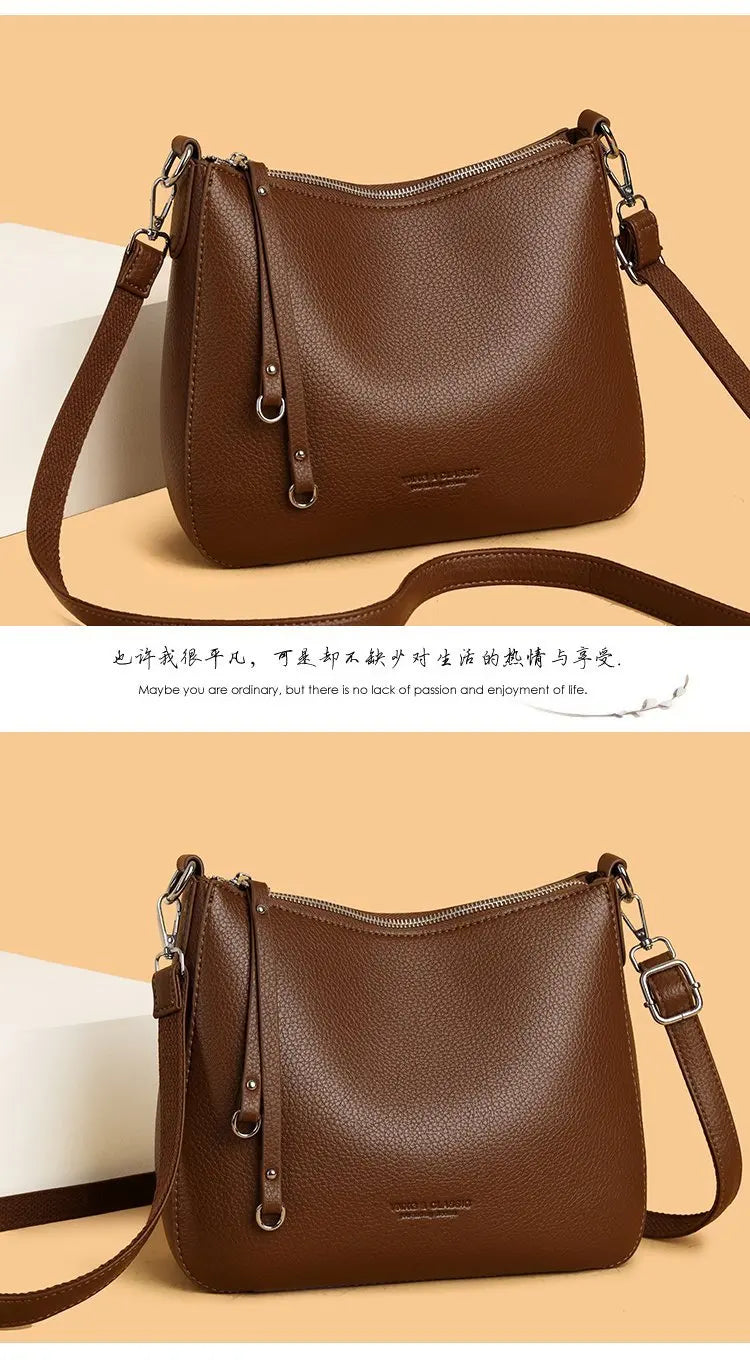 Luxury PU Letter Detail Shoulder Crossbody Tote Bag – Large Capacity Messenger Handbag for Women