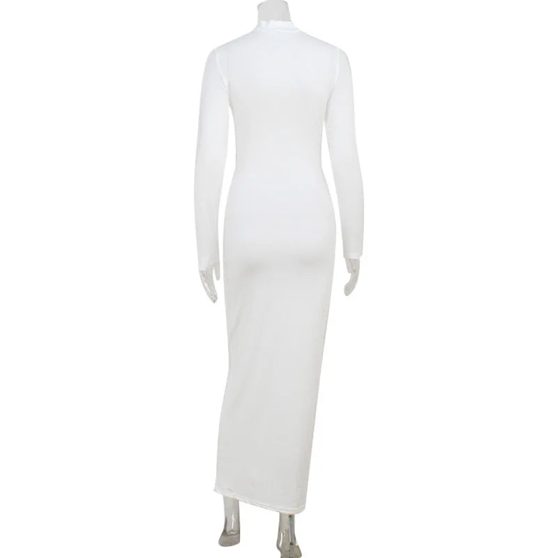 Elegant Evening Dress Dresses For Woman Party Wedding Vestido Lady Temperament Simple Style Long Sleeves Solid Color Package Hip