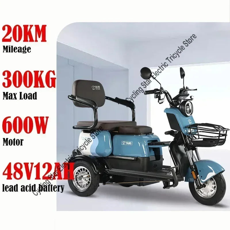 3-Wheel Electric Mobility Scooter for Adults, Long-Range Tricycle