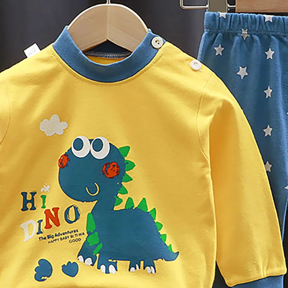 Kids' Unisex Cotton Cartoon Pajama Set | Soft Warm Sleepwear for Boys & Girls