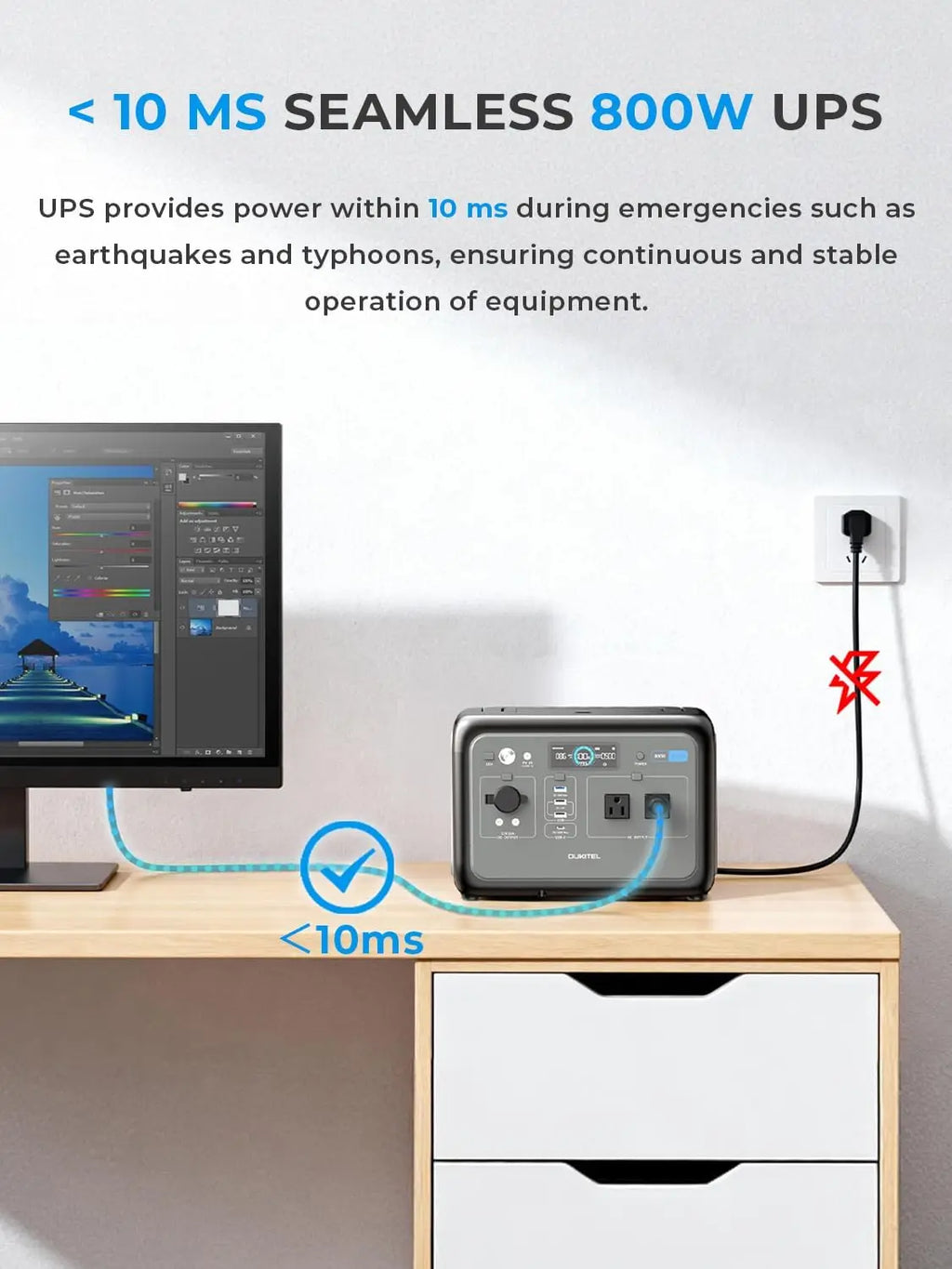 OUKITEL P800E Portable Power Station — 800W 512Wh LiFePO4 Solar Generator for Home Backup & Camping