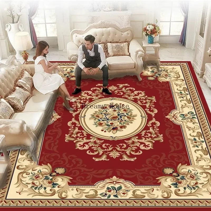European Luxury Large Area Rug – Washable Non-Slip Carpet for Living Room & Bedroom