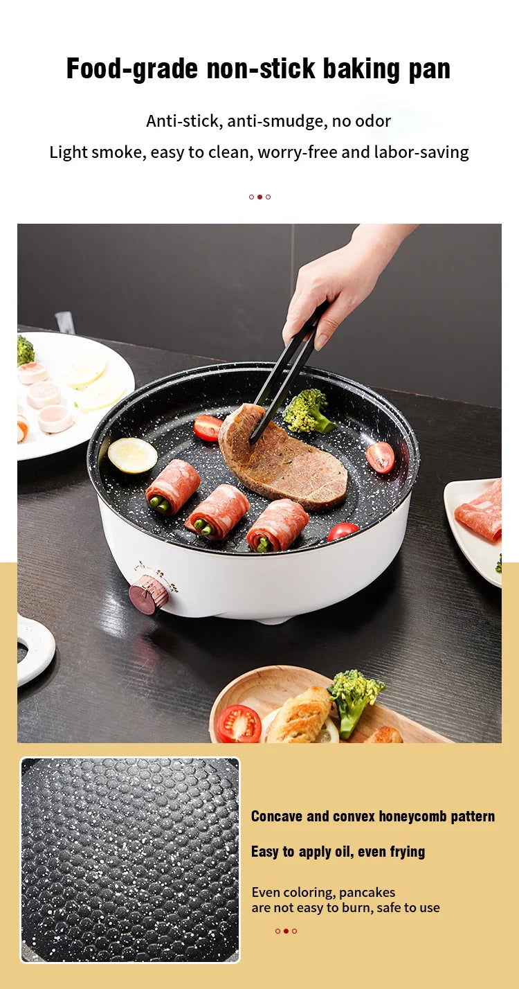Electric MultiCooker Frying Pan — Non-Stick BBQ, Steak, Fish & Omelette Cooking Machine