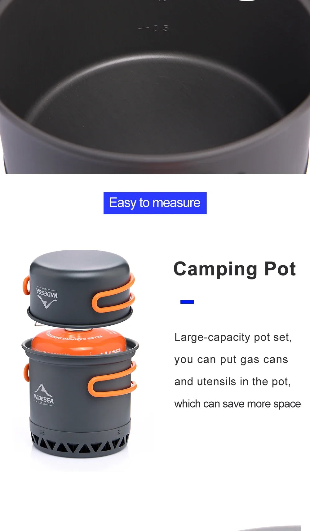Outdoor Camping Cookware Set — 1.3L & 2.3L Cooking Pot with Kettle & Tableware