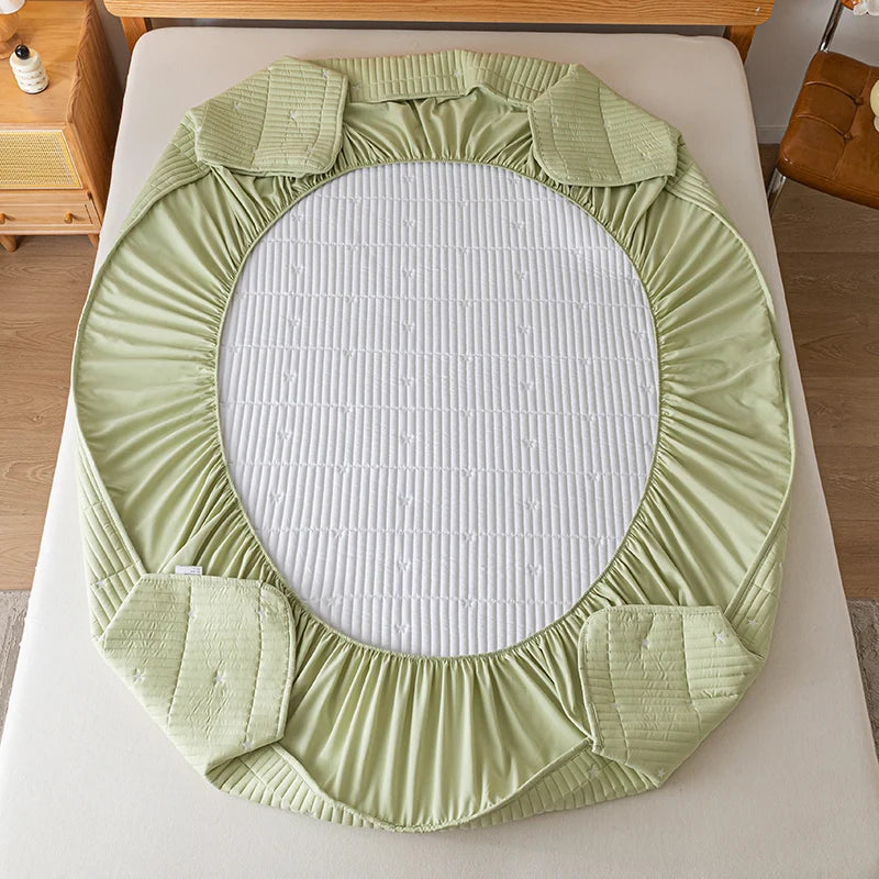 Waterproof Thickened Mattress Pad Protector – Embroidered Breathable Fitted Bed Cover, 140–180x200cm