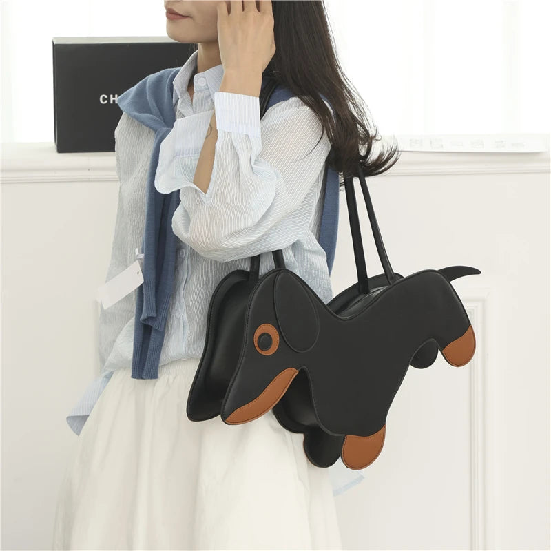 Sausage Dog Novelty TPU Tote Bag – Cute Doll Top Handle Shoulder Bag for Women
