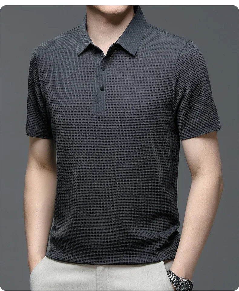 Men's Ice Silk Breathable Polo Shirt — Business Casual Short Sleeve Summer Top