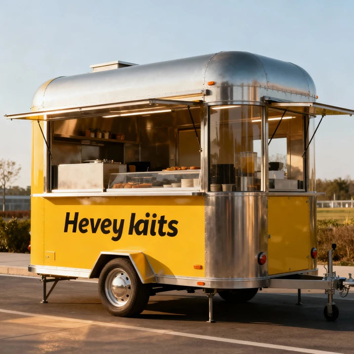 Small Round Mobile Catering Trailer — Street Breakfast Food Cart Truck