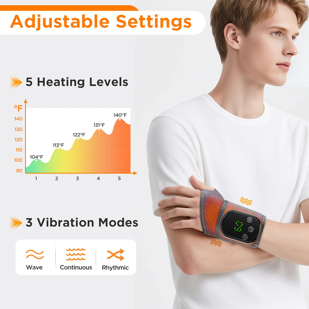 Electric Heating Wrist Massager – Vibration Relief for Carpal Tunnel & Fatigue