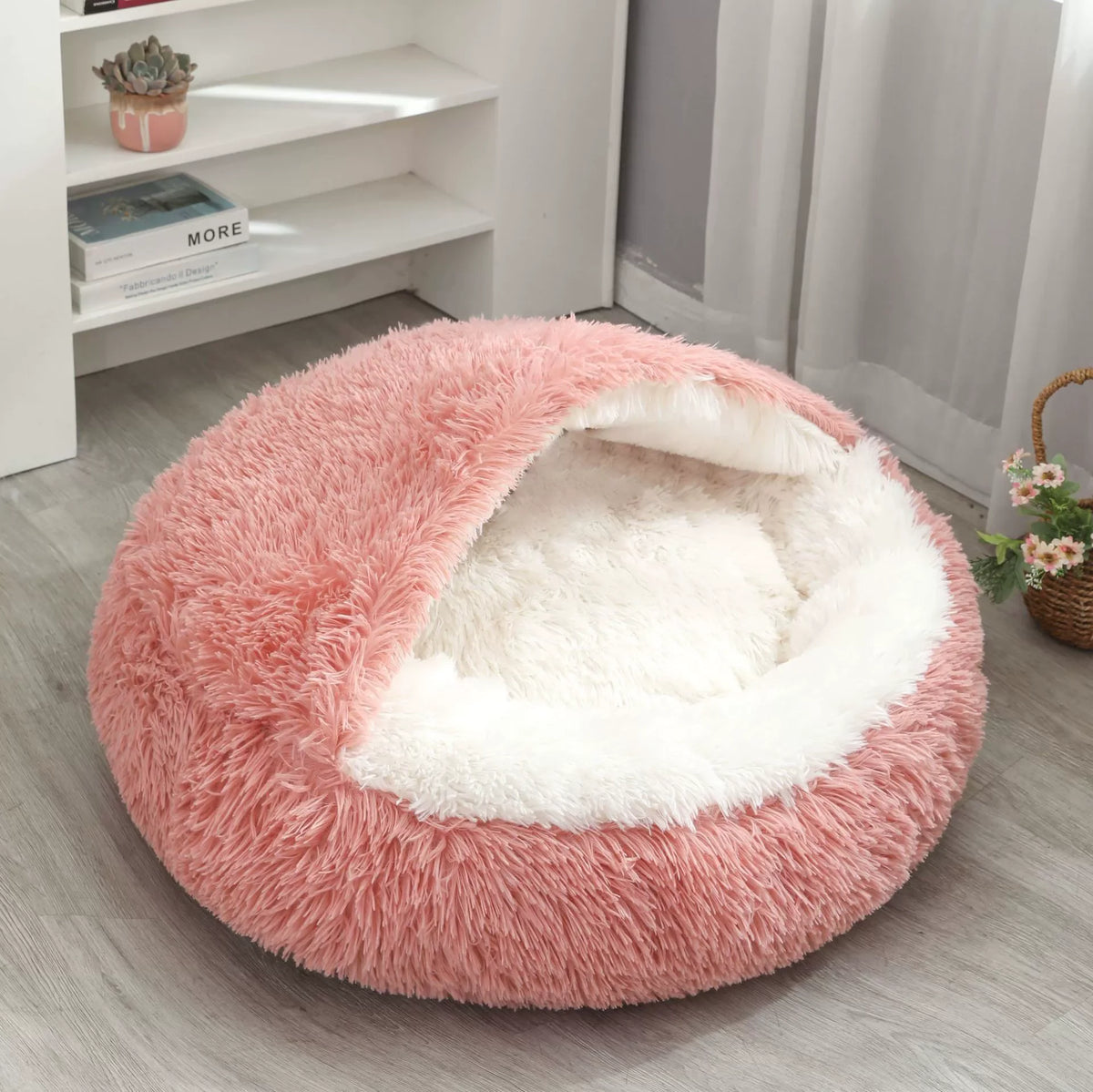 Round Plush Dog & Cat Bed – Warm Washable Pet Sofa Basket, Small to Large Dogs & Cats