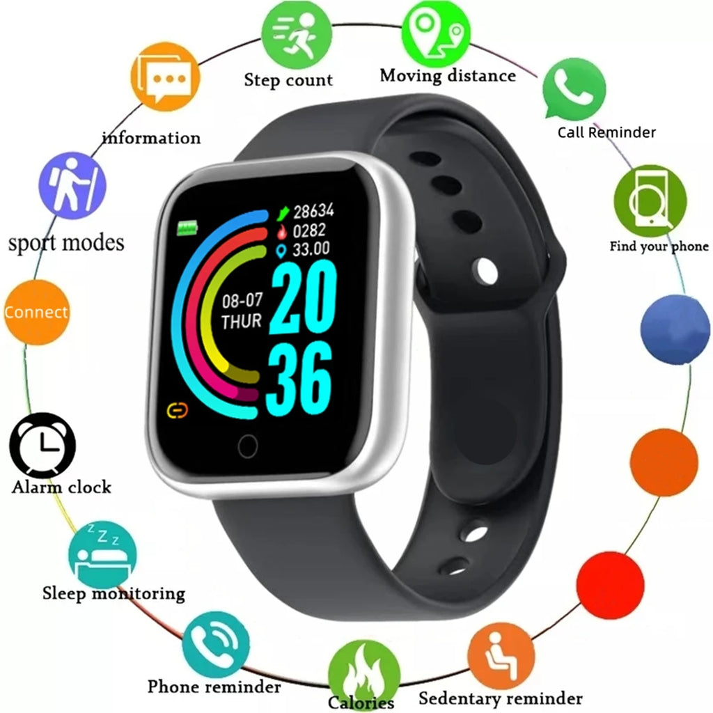 Track Every Move. Every Day. — Y68 & 116Plus Smartwatch | Fitness Tracker, Heart Rate Monitor, Sleep Tracker, Message Alerts, Android & iOS, 9 Colors