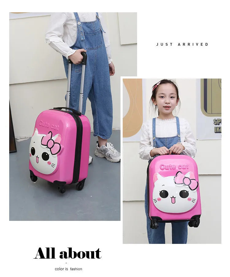 18-Inch ABS Kids’ Spinner Suitcase – Cute Animal 3D Design