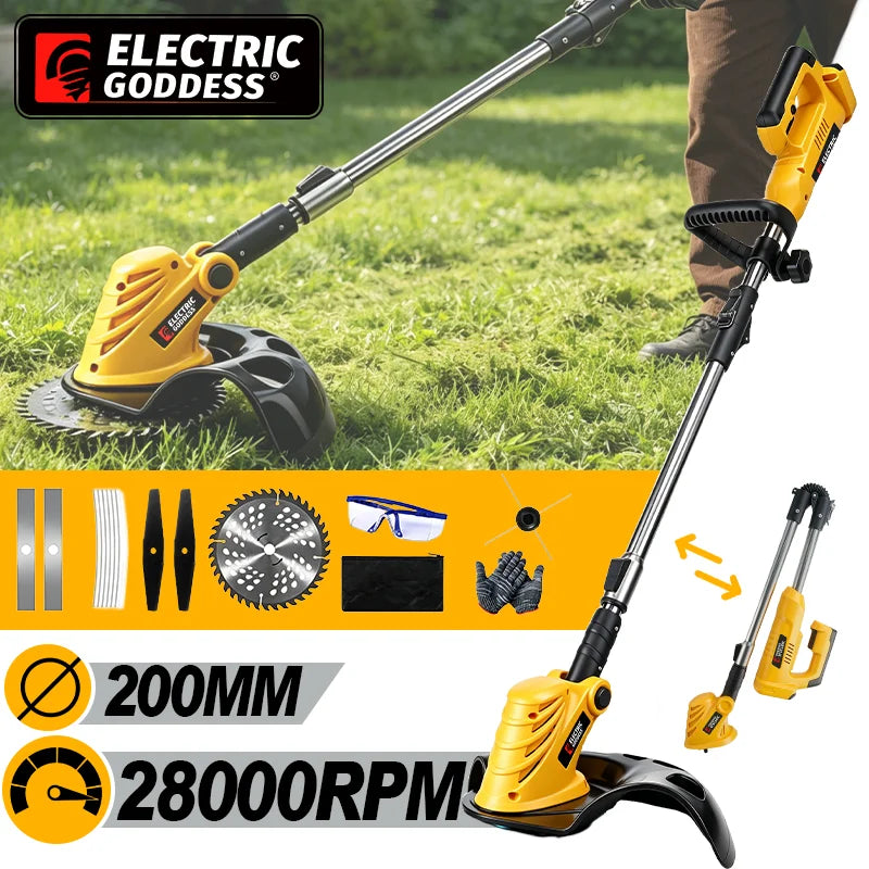 Electric Goddess Brushless Cordless Grass Trimmer | 28,000 RPM, 3-Blade System, 200mm Cut, Dewalt 20V Compatible (Tool Only)