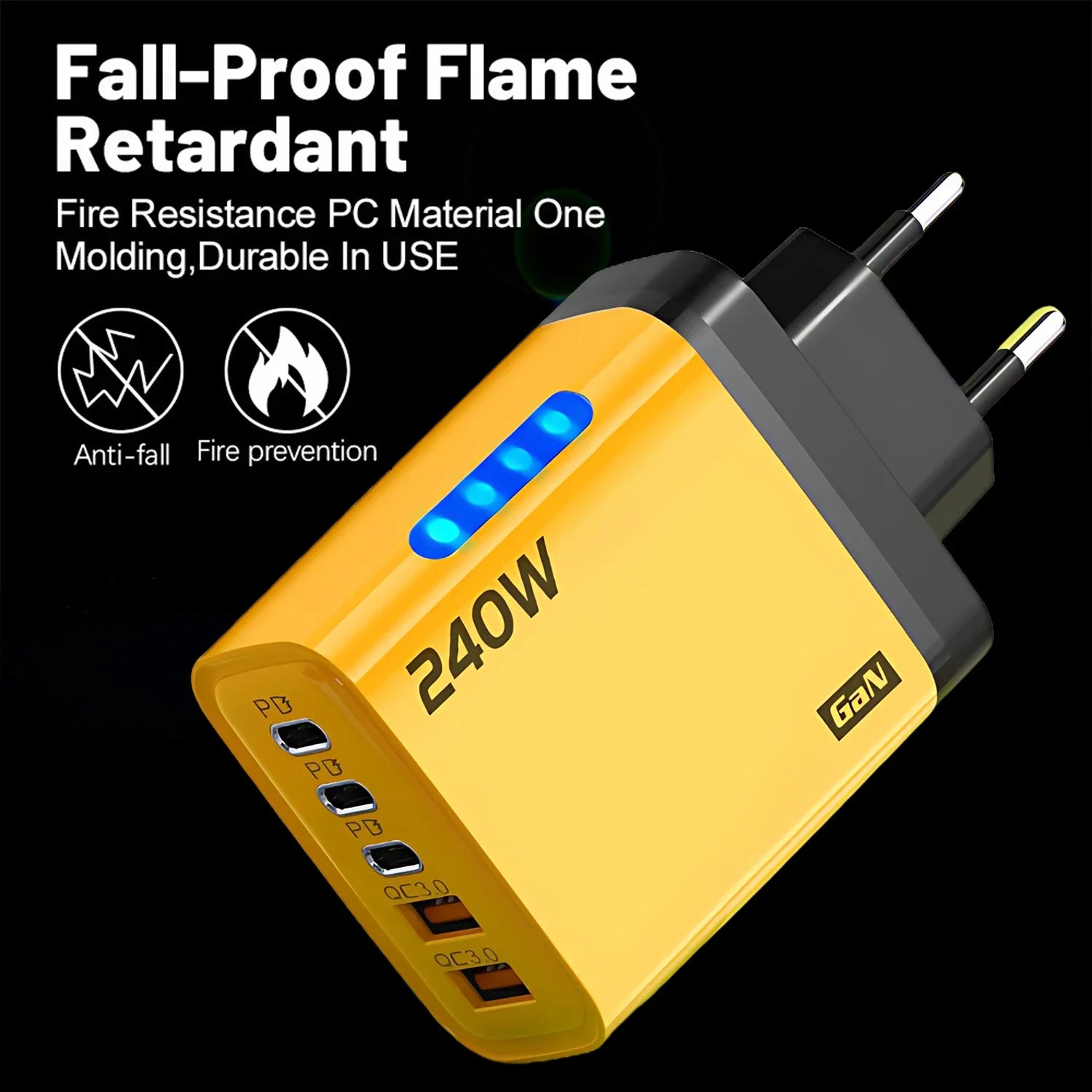 5-in-1 GaN Desktop Charger 240W — Multi-Port Fast Charging Station for All Devices