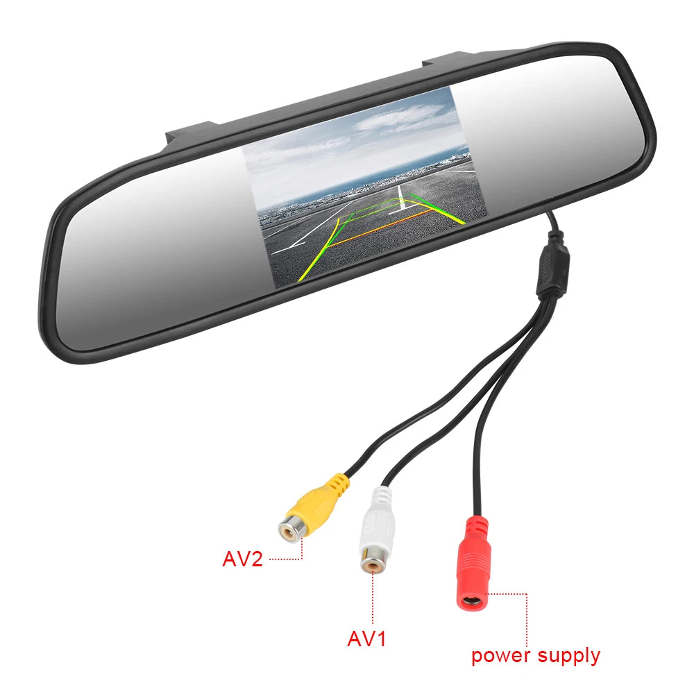 4.3" HD Car Rear View Mirror Parking Monitor — Backup Camera Display