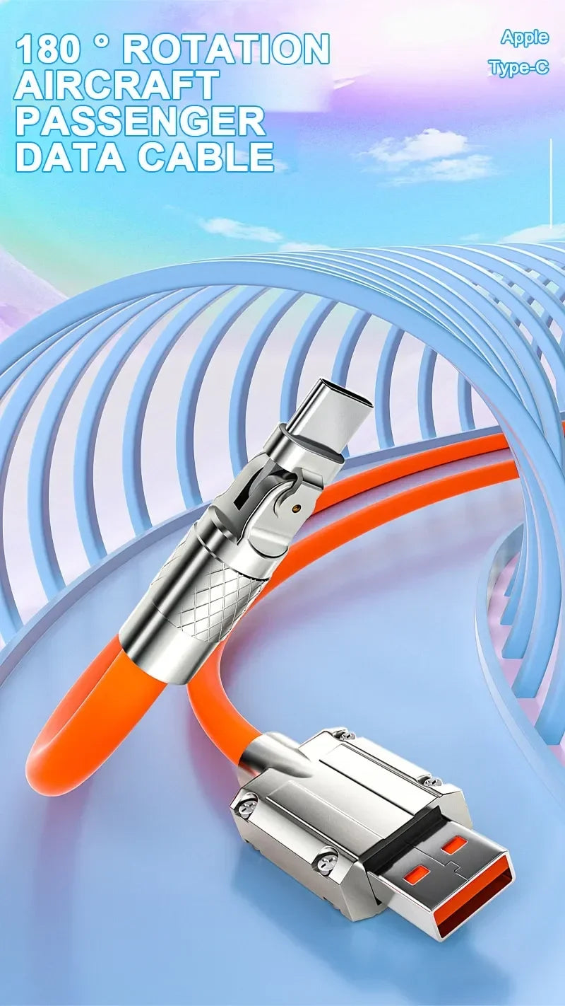 DAINU 120W 7A USB-C Fast Charge Cable – 180° Elbow Gaming Design, Liquid Silicone, 1m/1.5m/2m