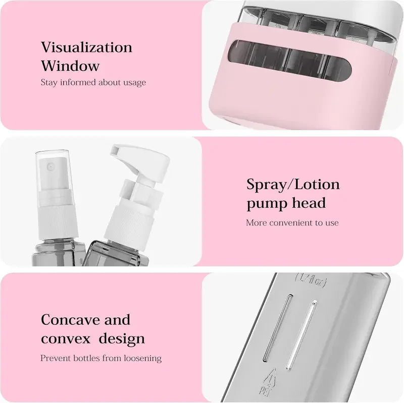 4-in-1 TSA-Approved Leak-Proof Refillable Travel Toiletry Bottles Kit – Airplane Carry-On Accessories