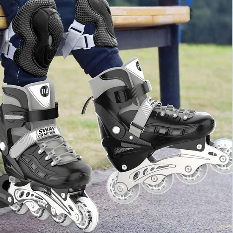Adult Inline Roller Skates – Beginner Outdoor PU Street Freestyle Sneakers with 4 Wheels