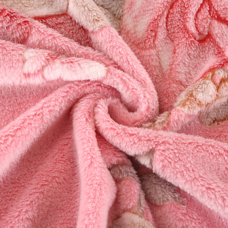 Floral Fleece Blanket – Warm Travel Shawl & Sofa Nap Blanket, Pet-Friendly, 70x100cm