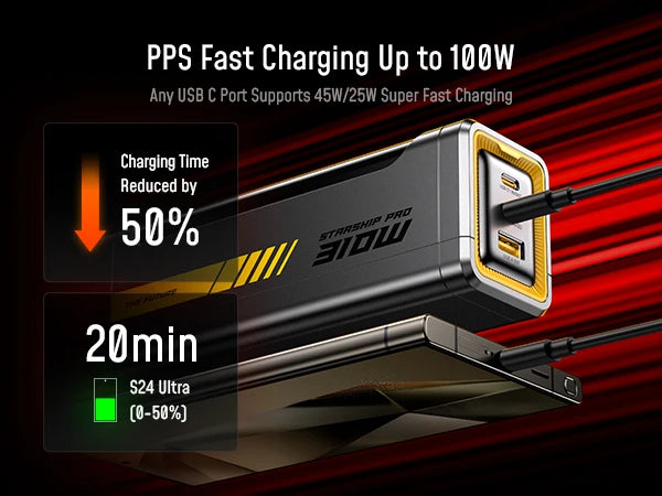 [NEW] AOHI The Future Starship Pro PD3.1 310W 20,000mAh LED Display Power Bank with 140W C-C Cable