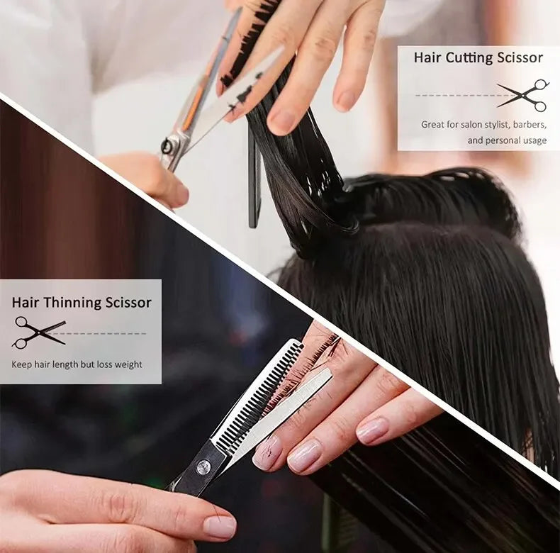 Professional Hairdressing Scissors – Stainless Steel Cutting & Thinning Shears for Home & Salon