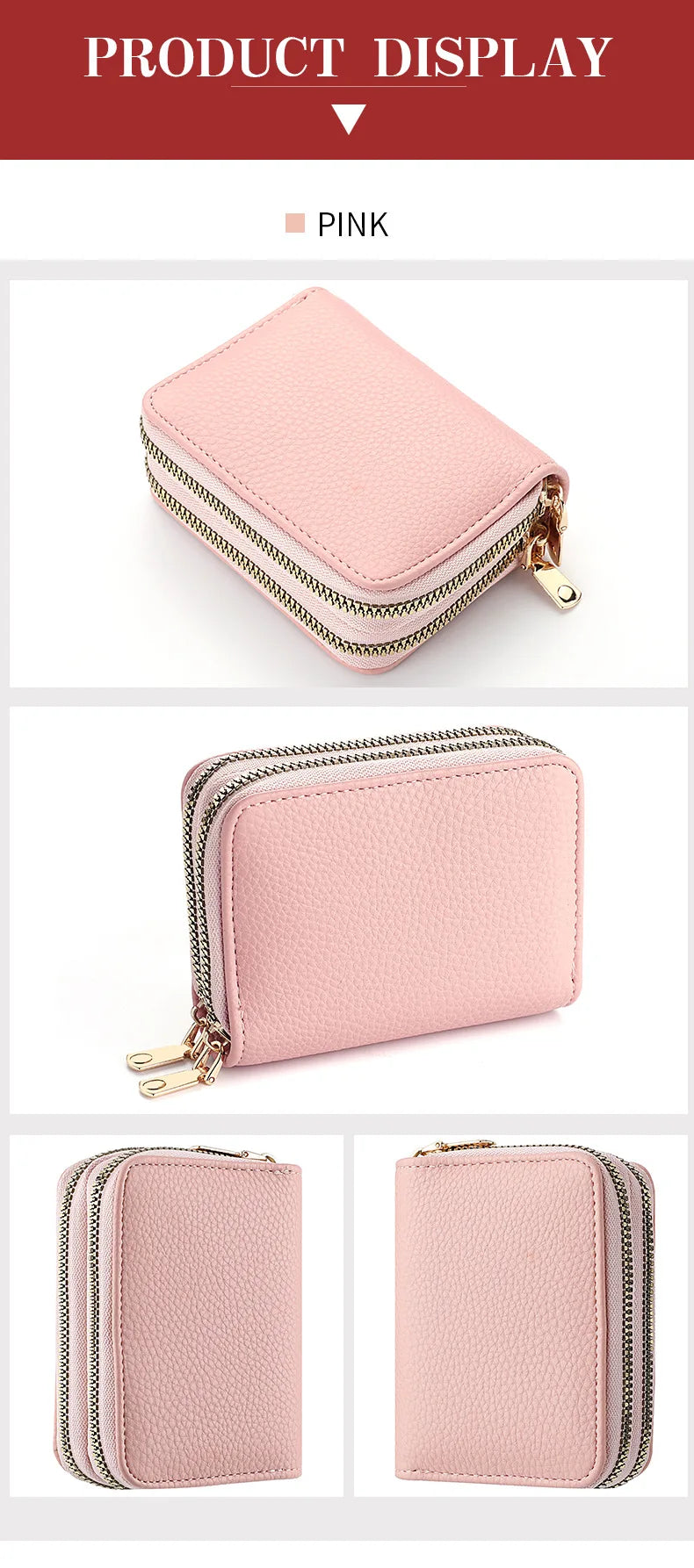 Women's Double Zipper Short Wallet – Fashion Credit Card Holder with Large Capacity Coin Purse