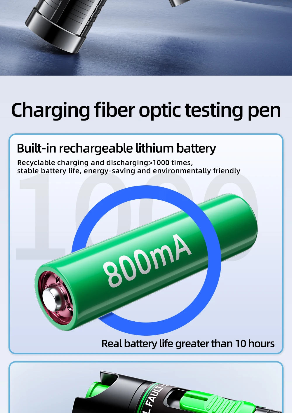 Rechargeable Green VFL Fiber Optic Tester – 15mW to 100mW Visual Fault Locator Pen