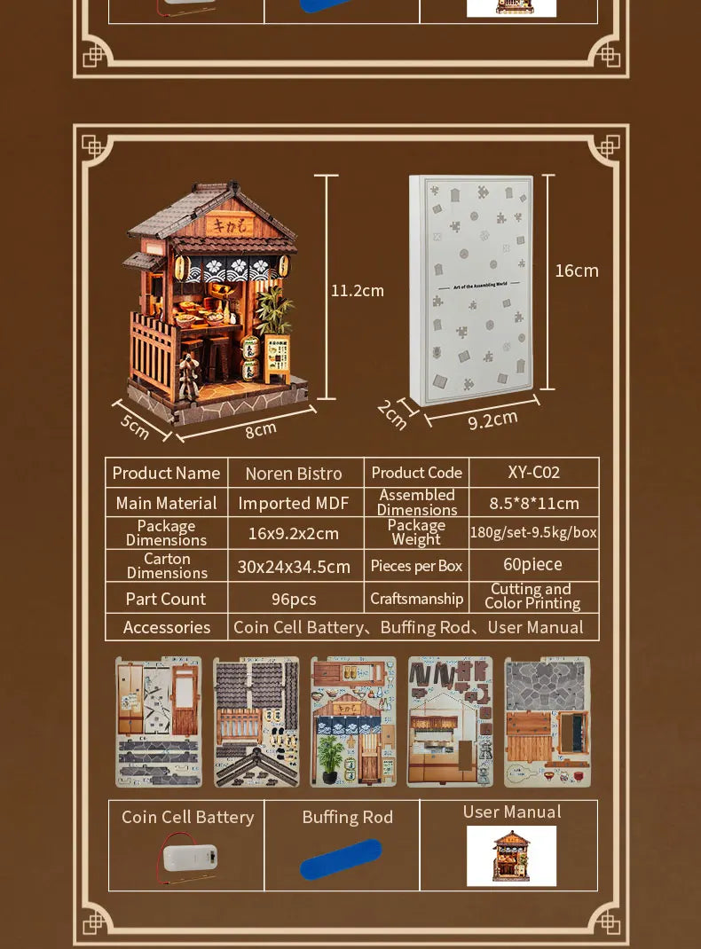 DIY Wooden Japanese Tavern Miniature with Lights