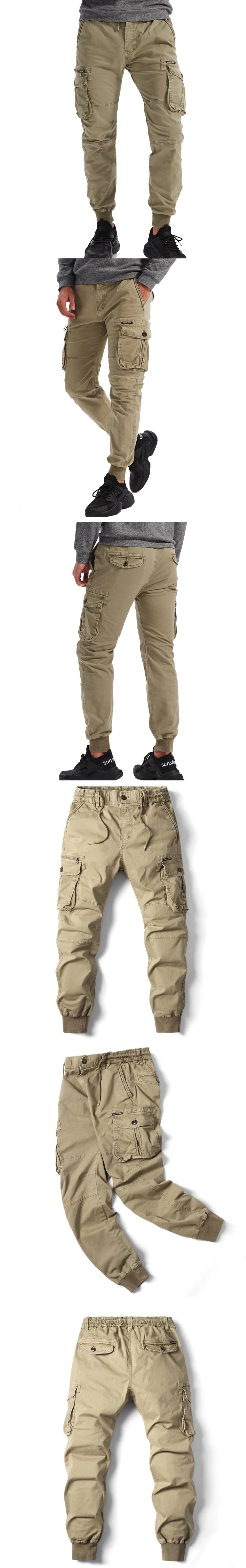 Men's Cotton Cargo Pants — Multi-Pocket Tactical Joggers in Khaki, Black & Army Green