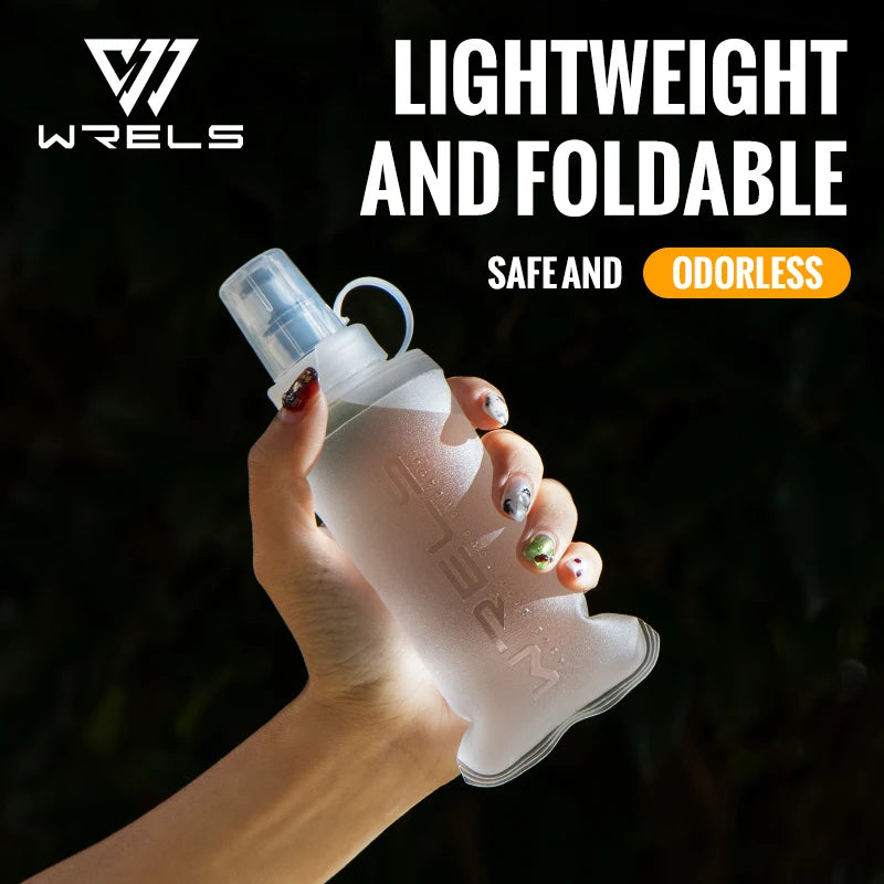 WRELS Collapsible Soft Flask Water Bottle – BPA-Free TPU Foldable Running Bottle for Hiking, Camping & Travel, 150/250/500ml
