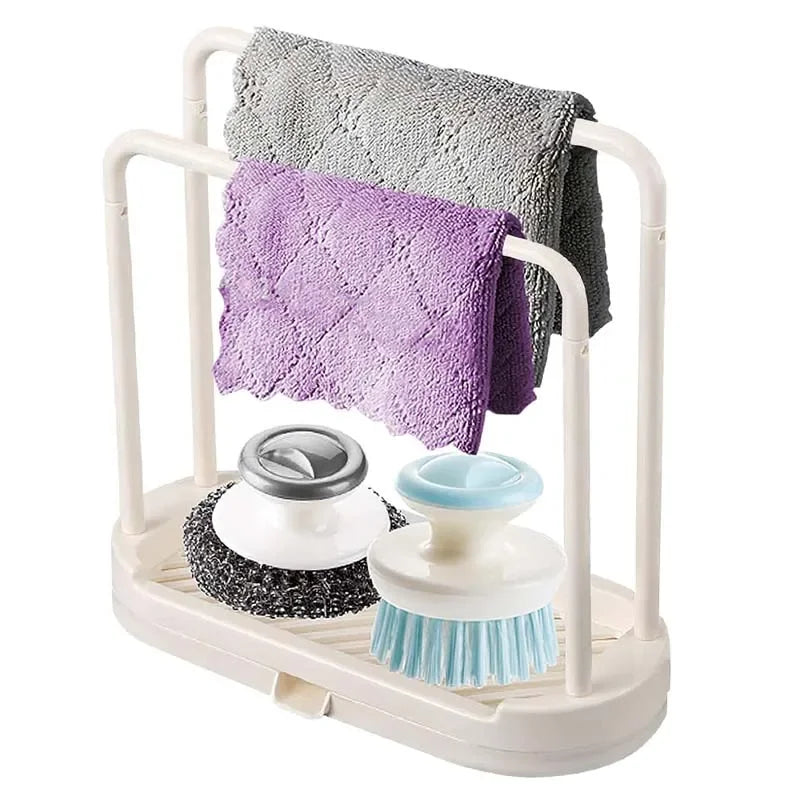 Kitchen Sink Drain Storage Basket — 2-Piece Sponge & Rag Drainage Shelf Organizer