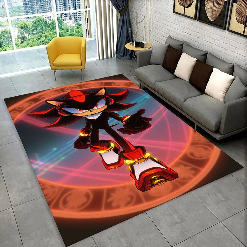 Sonic Cartoon Area Rug – Non-Slip Kids Carpet for Bedroom, Playroom & Living Room