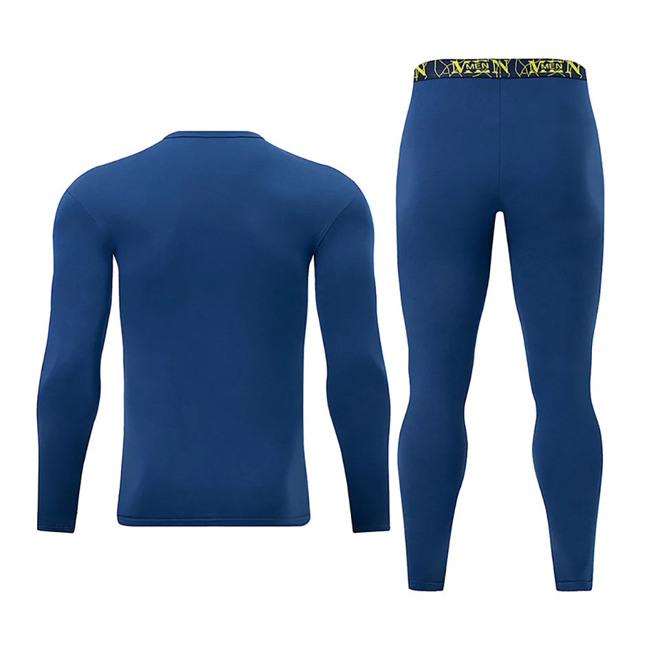Men's Printed Thermal Underwear Set – 2-Piece Round Neck Sports Suit