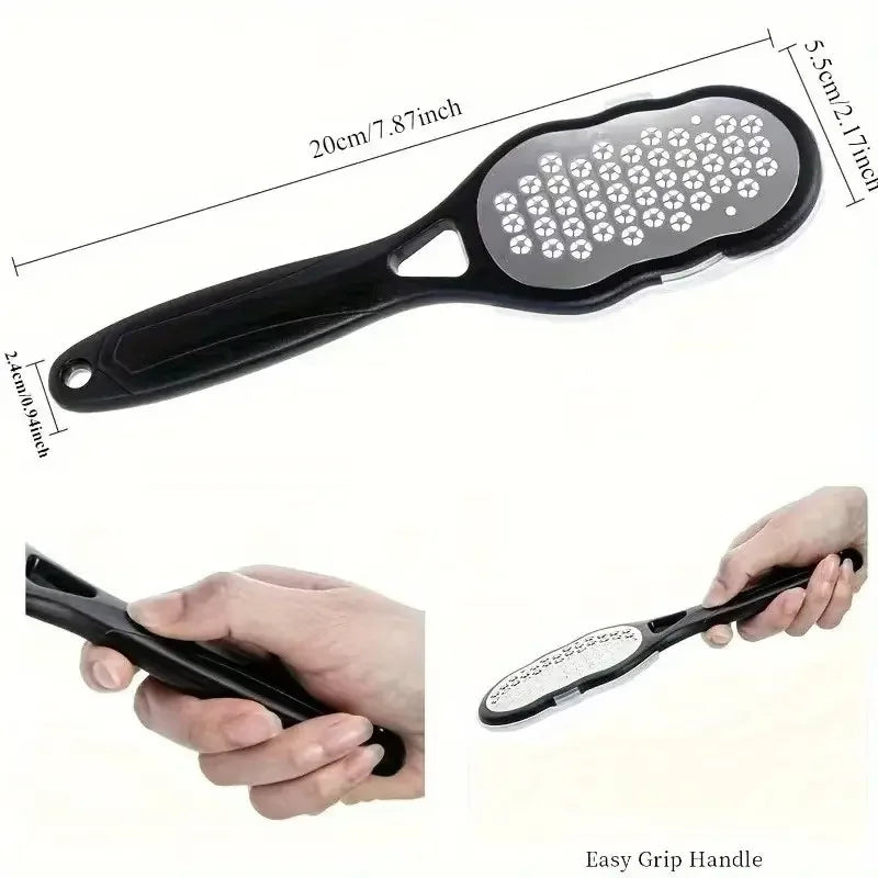 Salon-Smooth Feet at Home — Stainless Steel Foot File | Coarse & Fine Grit, Anti-Splash Ergonomic Design, Durable Home Pedicure Tool
