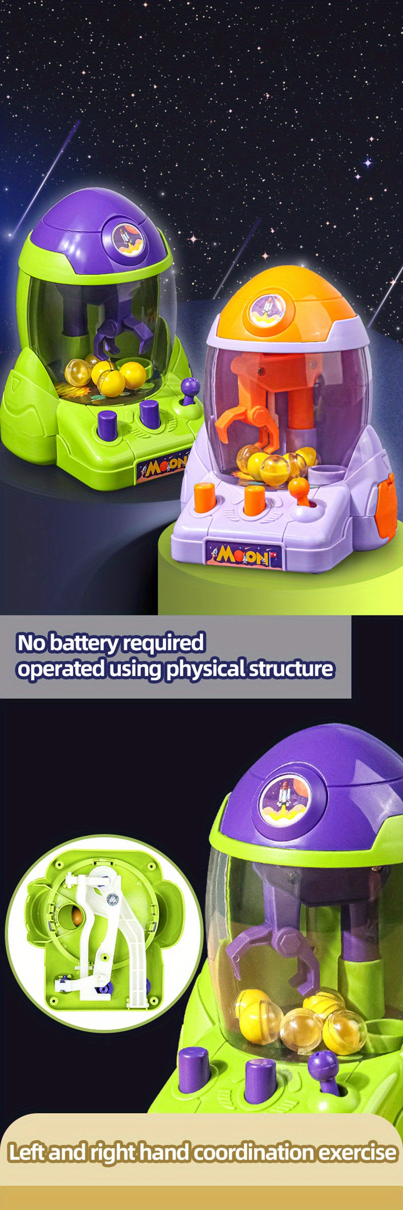 Space Rocket Crawler, Ball Pincer & Egg Twister – Kids Novelty Toy Gift Set